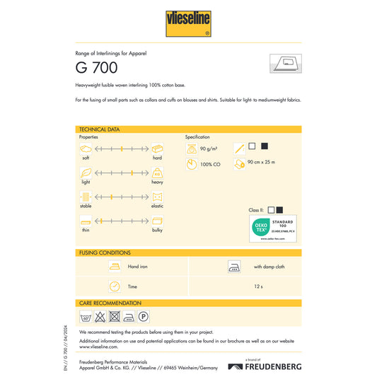 Vlieseline Woven Interlining G700