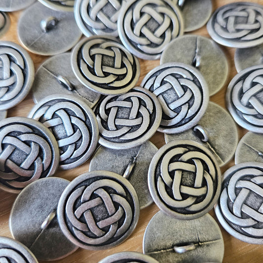 Celtic Knot Buttons Round Oxidized Silver Metal