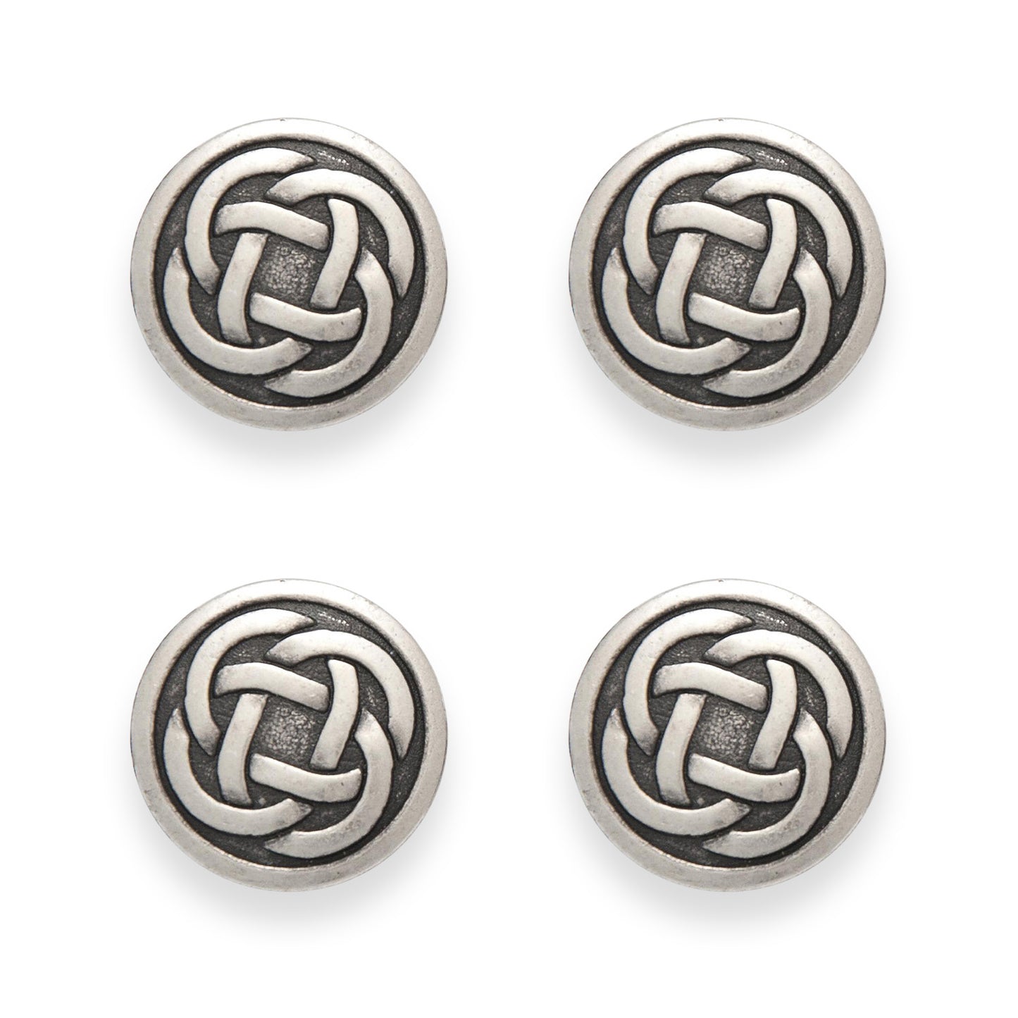 Celtic Knot Buttons Round Oxidized Silver Metal