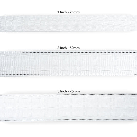 3 Inch 75mm Pencil Pleat Curtain Heading Tape White