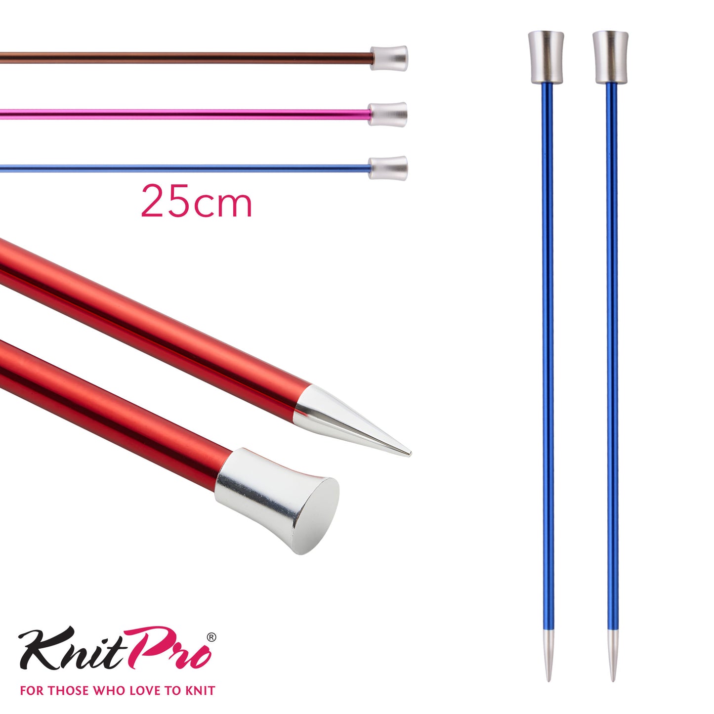 KnitPro Zing Single Point Knitting Needles 25cm