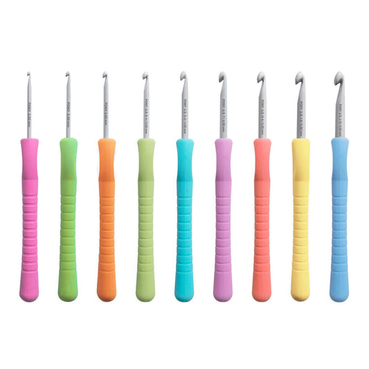 Pony 9 Piece Assorted Crochet Hook Set Easy Grip 2mm - 6mm