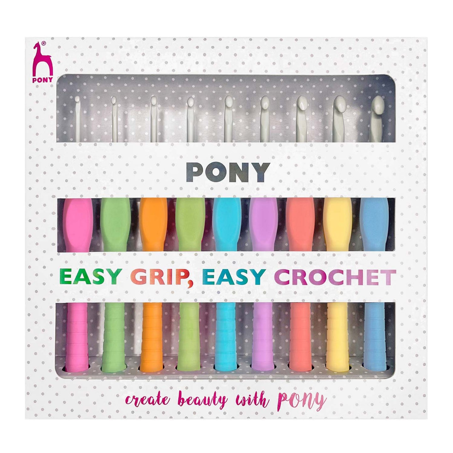Pony 9 Piece Assorted Crochet Hook Set Easy Grip 2mm - 6mm