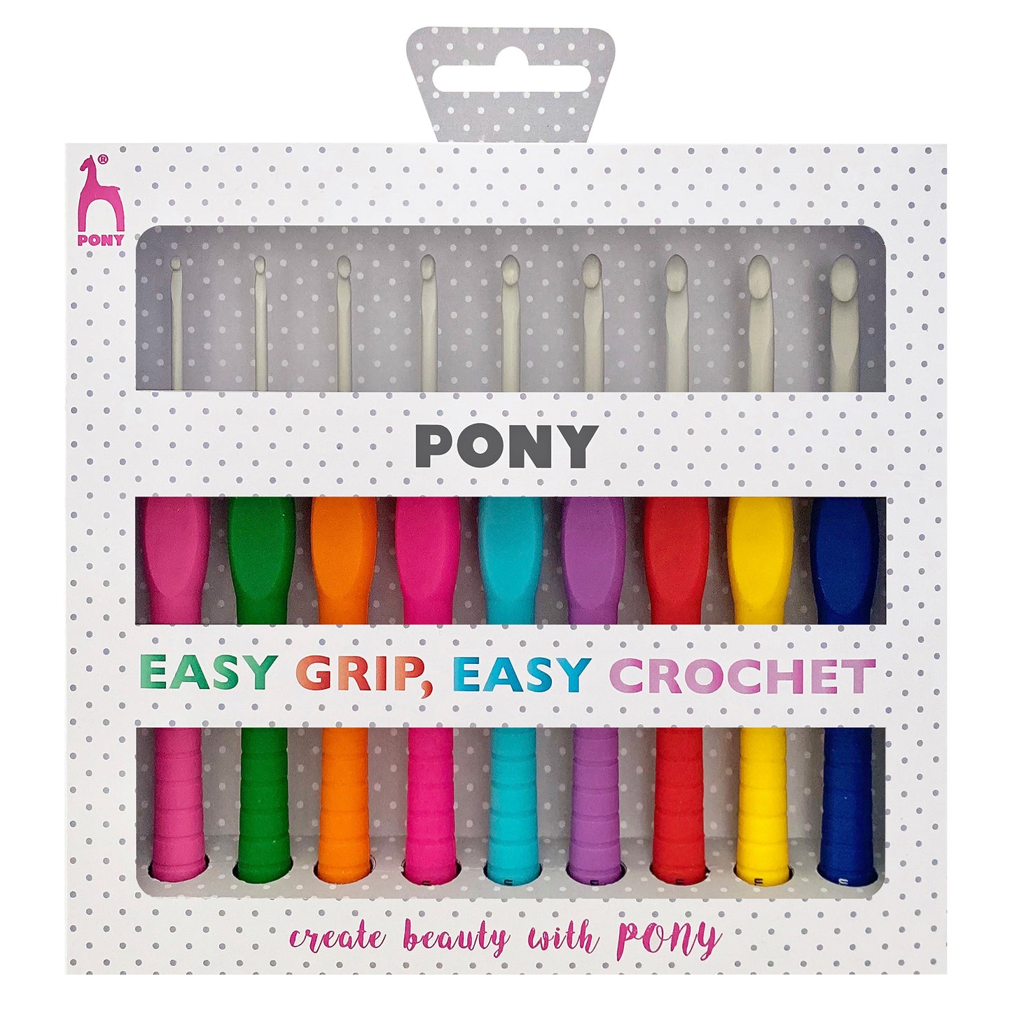 Pony 9 Piece Assorted Crochet Hook Set Easy Grip 2mm - 6mm
