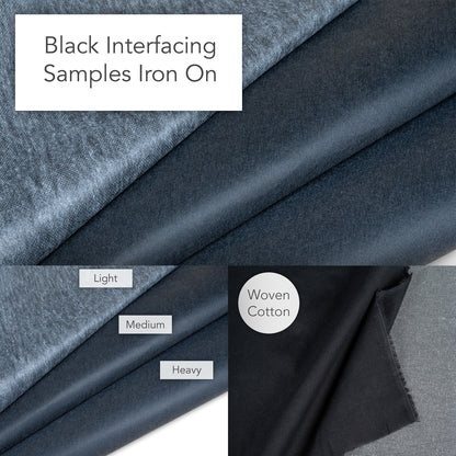 Black Iron On Interfacing and Fabric Samples
