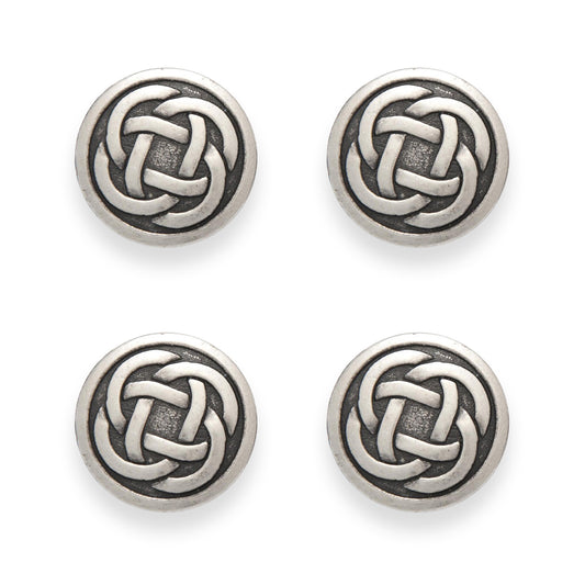 Celtic Knot Buttons Round Oxidized Silver Metal