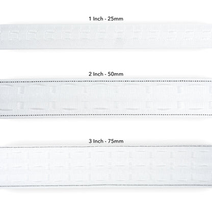 3 Inch 75mm Pencil Pleat Curtain Heading Tape White