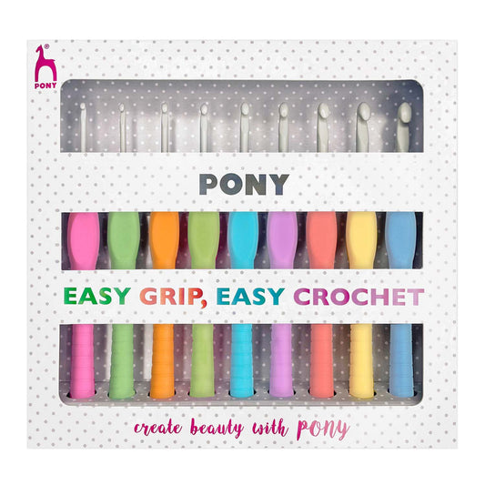 Pony 9 Piece Assorted Crochet Hook Set Easy Grip 2mm - 6mm