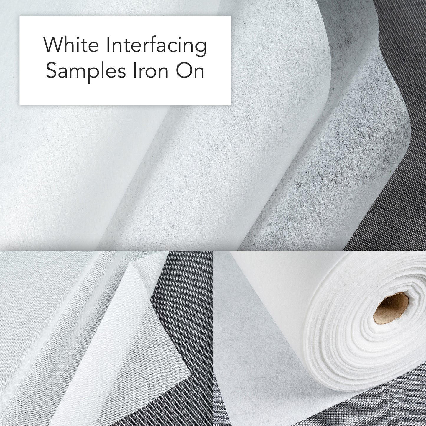 White Iron On Interfacing and Fabric Samples