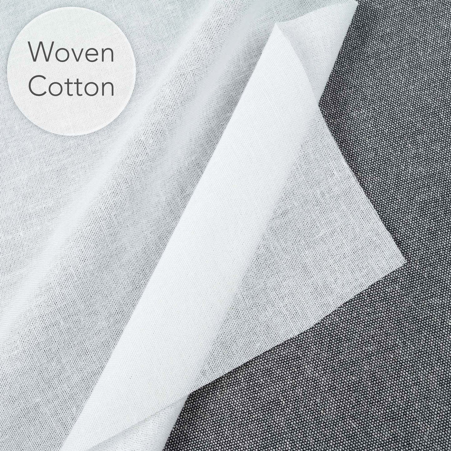 White Iron On Interfacing and Fabric Samples